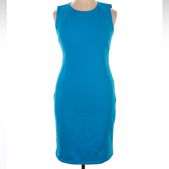 TAHARI Neiman Marcus Cobalt Blue Sleeveless Career Dress Size 14 NWT - Picture 2 of 6